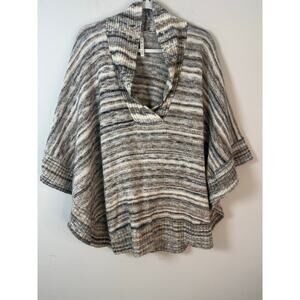 Leo & Nicole Striped Cowl Neck Knit Poncho‎ Sweater Size XL
